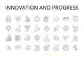 Innovation and progress line icons collection. Improvement, Advancement, Development, Modernization, Growth, Evolution