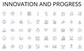 Innovation and progress line icons collection. Responsive, Trusrthy, Supportive, Professional, Innovative, Reliable Royalty Free Stock Photo