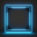 Innovation of square border frame with blue neon light effects. Royalty Free Stock Photo