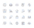 Innovation startup outline icons collection. Innovative, Startup, Novel, Enterprising, Creative, Groundbreaking