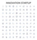 Innovation startup outline icons collection. Innovative, Startup, Novel, Enterprising, Creative, Groundbreaking