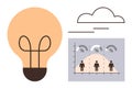 Innovation Symbolized by Light Bulb and Data Analysis with Distribution Graph Royalty Free Stock Photo