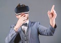 Innovation and technological advances. Business implement modern technology. Businessman explore virtual reality Royalty Free Stock Photo