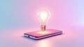 Innovation and Technology: Lightbulb Emerging from a Smartphone Royalty Free Stock Photo