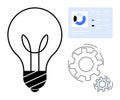 Innovation and Technology Concept with Light Bulb, Gears, and Analytics Interface Royalty Free Stock Photo