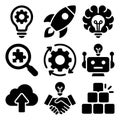 Innovation and Technology Solid Glyph Icons Set for Business and Startups Royalty Free Stock Photo