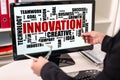 Innovation word cloud concept on a computer monitor Royalty Free Stock Photo