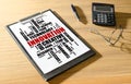 Innovation word cloud concept on a desk Royalty Free Stock Photo