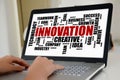 Innovation word cloud concept on a laptop screen Royalty Free Stock Photo