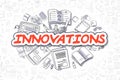 Innovations - Cartoon Red Word. Business Concept.