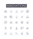 Innovations line icons collection. Advancements, Progressions, Improvements, Developments, Breakthroughs, Advantages