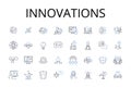 Innovations line icons collection. Advancements, Progressions, Improvements, Developments, Breakthroughs, Advantages