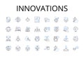 Innovations line icons collection. Advancements, Progressions, Improvements, Developments, Breakthroughs, Advantages