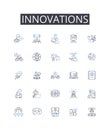 Innovations line icons collection. Efficiency, Workflow, Optimization, Performance, Productiveness, Results, Timeliness