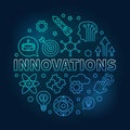 Innovations vector round blue illustration in outline style Royalty Free Stock Photo