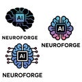 Innovative ai brain logos neural networks technology concepts neuroforge brand identity Royalty Free Stock Photo