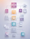 Innovative AI Driven Process Automation Flowchart Featuring Robotics and Gear Icons in a Pastel UI Design Royalty Free Stock Photo
