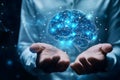 Innovative AI Driven Solutions Presented by Visionary Thinker in Futuristic Brain Visualization