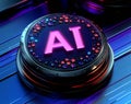 Innovative AI technology button with vibrant colors and intricate design Royalty Free Stock Photo