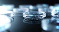 Innovative AI technology in 4K displays futuristic circular devices on reflective surface