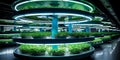 innovative aquaponics farm system, showcasing fish tanks and hydroponic vegetable beds in harmony.Generative AI