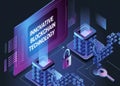 Innovative Blockchain Technology Backdrop Featuring Digital Ledgers and Data Security Elements