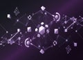 Innovative Blockchain Technology Backdrop Featuring Digital Ledgers and Data Security Elements