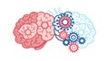 Innovative Brain with Gears Icon - Creativity, Intelligence Problem Solving, vector design Generative AI Royalty Free Stock Photo