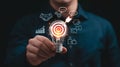 Innovative business solution represented by a light bulb with target and success icons symbolizing strategic planning and Royalty Free Stock Photo