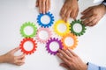 Innovative Businesspeople Team Hands Joining Gears Royalty Free Stock Photo