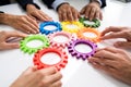 Innovative Businesspeople Team Hands Joining Gears Royalty Free Stock Photo