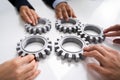 Innovative Businesspeople Team Hands Joining Gears Royalty Free Stock Photo