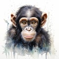 Innovative Chimpanzee Portrait: Street Art With Watercolor Poured