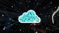 Innovative cloud computing concept with digital pixels and network connections, showcasing modern technology and data Royalty Free Stock Photo