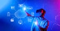 Innovative Cloud Computing Experience with VR Technology for Web Development and Online Solutions in Coding and Royalty Free Stock Photo