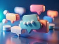 Innovative Cloud Messaging App Concept 3D Isometric Chat Bubbles on a Beautiful Bokeh Background Royalty Free Stock Photo