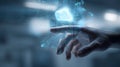 The Innovative Cloud Technology Interface Interacting with a Human Hand. AI generated image Royalty Free Stock Photo