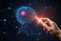 Innovative connection between human touch and artificial intelligence in a digital landscape involving technology and creativity Royalty Free Stock Photo