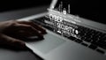 Cybersecurity Concept with Graphics on Laptop Display Illustrating Protection, Access Control, and Threat Detection for Royalty Free Stock Photo