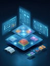 Innovative Data-Driven Education System Featuring Glowing Dashboards and Clear Layout for Enhanced Learning Analysis Royalty Free Stock Photo