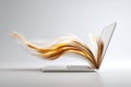 Innovative depiction of a laptop morphing into flowing pages to elevate digital narrative concept Royalty Free Stock Photo