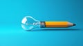 Innovative design of pencil and light bulb combination on blue background Royalty Free Stock Photo