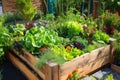 An innovative design for a raised bed in a garden created with generative AI technology Royalty Free Stock Photo