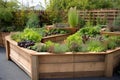 An innovative design for a raised bed in a garden created with generative AI technology Royalty Free Stock Photo