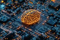 Innovative digital brain concept representing artificial intelligence on circuit board Royalty Free Stock Photo