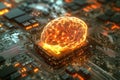 Innovative digital brain concept representing artificial intelligence on circuit board Royalty Free Stock Photo