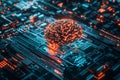 Innovative digital brain concept representing artificial intelligence on circuit board Royalty Free Stock Photo
