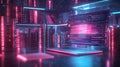 Innovative digital coding in graphic design a close-up of futuristic virtual library insights