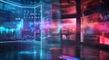 Innovative digital holographic display showcasing scientific data and graphs for modern analytical environments