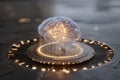 Innovative digital representation of a brain illuminated with lights and integrated with technology Royalty Free Stock Photo